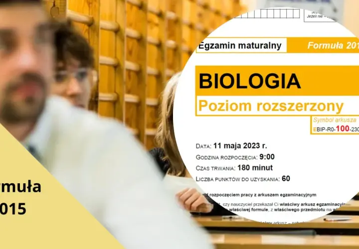 Fragment arkusza maturalnego z biologii na poziomie rozszerzonym, z informacją o czasie trwania 180 minut.